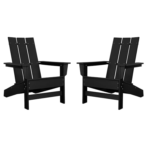 Aria Adirondack Chairs Made with All-Weather Tangentwood, Set of 2, Oversized, High End Patio Furniture for Porch, Lawn, Deck, Fire Pit, No Maintenance, Made in The USA, Black