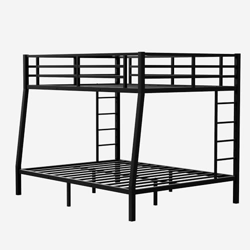 Bellemave Full Bunk Bed with Desk and Drawers, Full over Full, Black