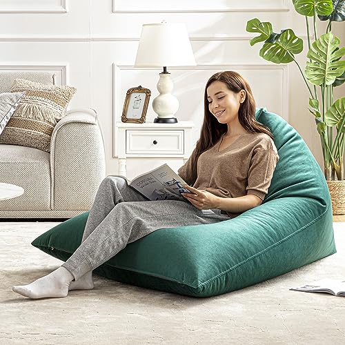 Nobildonna 4ft Bean Bag Chair Cover (No Filler) for Adults, 400L Extra Large Premium Velvet Beanbag Chair Cover, Washable Beanbag without Filling Ultra Soft Triangular Lazy Sofa Cover (Pink)