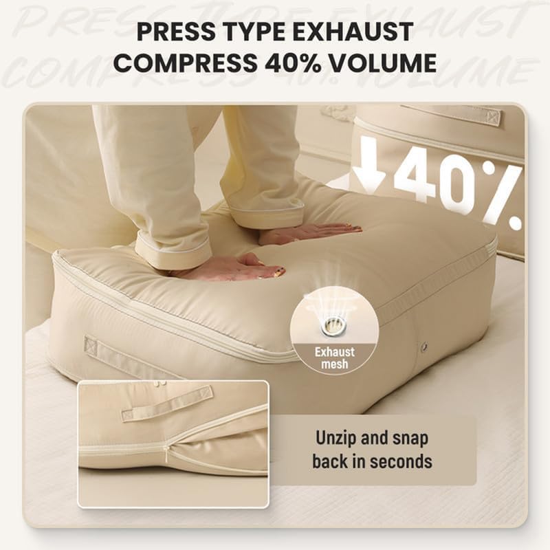 Upgraded Ultra Space Saving Self Compression Organizer, 2024 New Large Capacity Space Saver Quilt Compression Storage Bag, Comforters Compression Duvet Storage Bag for Clothes, Blankets