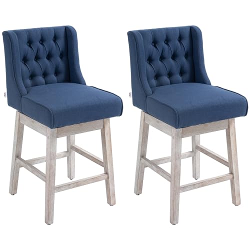 HOMCOM Bar Height Bar Stools Set of 2, 180 Degree Swivel Barstools, 30