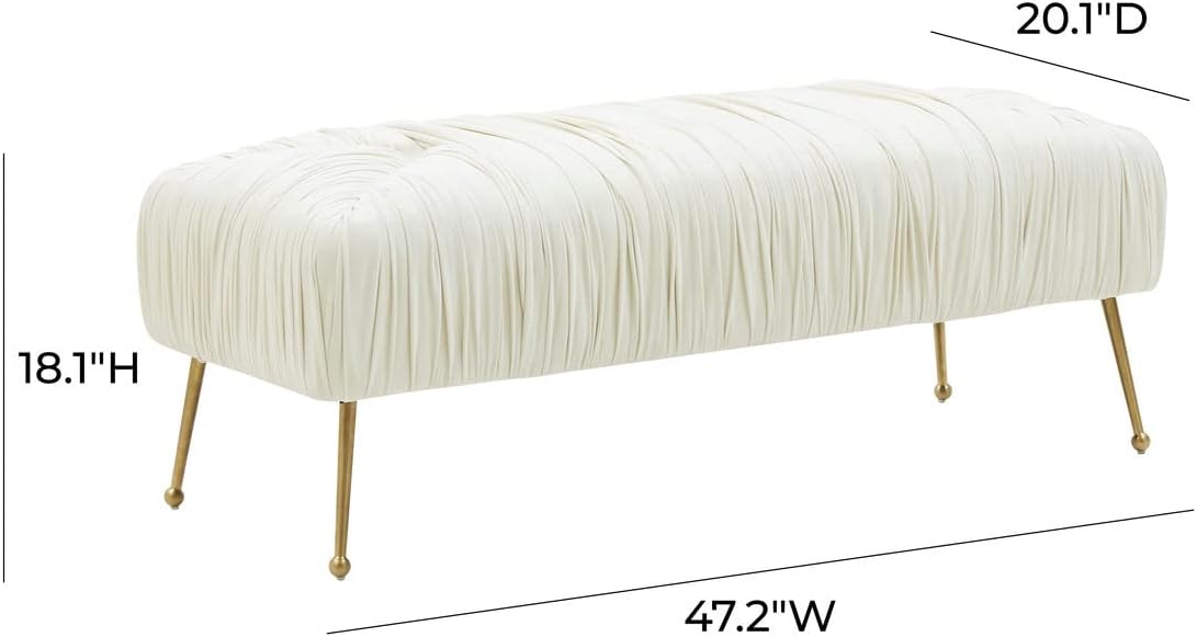 TOV Furniture Jessica Cream Velvet Bench