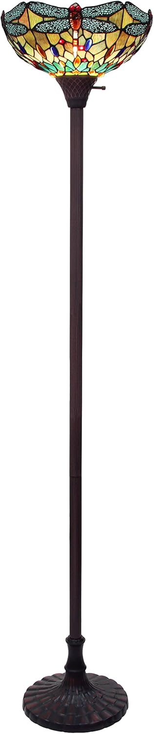 Chloe Lighting Empress Tiffany-Style Dark Bronze 1 Light Torchiere Lamp 14'' Shade, Multicolor