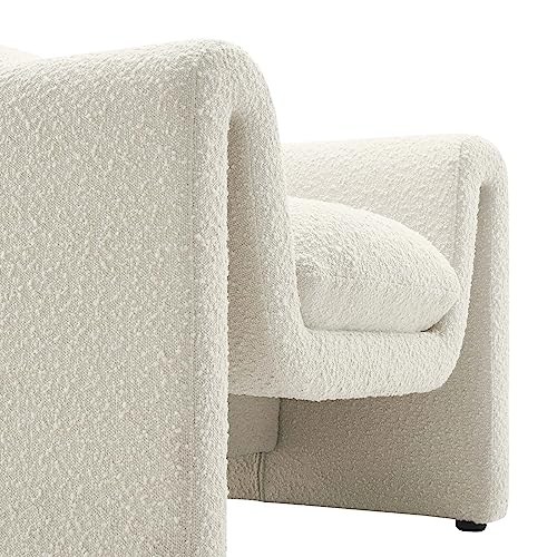 Modway Waverly Boucle Fabric Living Room Accent Armchair in Black-Unique Wavy Design