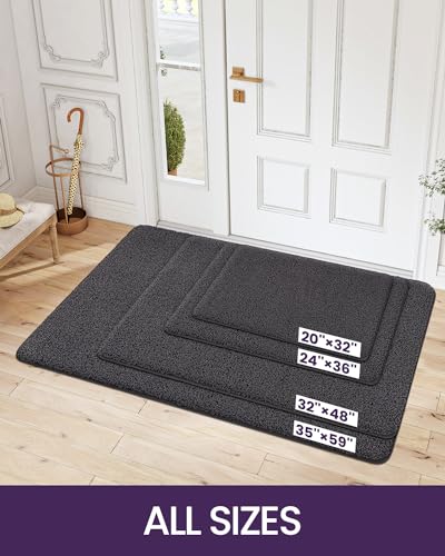 DEXI Dirt Trapper Door Mat Non Slip Washable Entryway Mat, Fade and Stain Resistant, Low Profile, Absorbent Doormat for Entrance, Hallway, Patio, 20