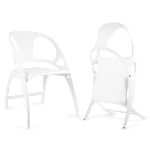Folding Chair, 350lbs Capacity Foldable Chairs with Handle, Heavy Duty Folding Chairs Outside, Dining Chair Easy Folding for Kitchen/Home/Outdoor/Indoor (White, Set of 1)