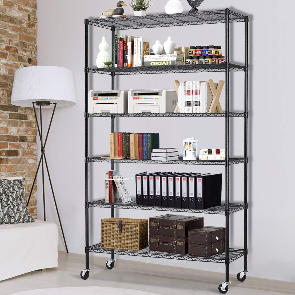 6 Tier Wire Shelving Storage Metal Shelf Standing Shelf Units Height Adjustable Garage Shelving 48