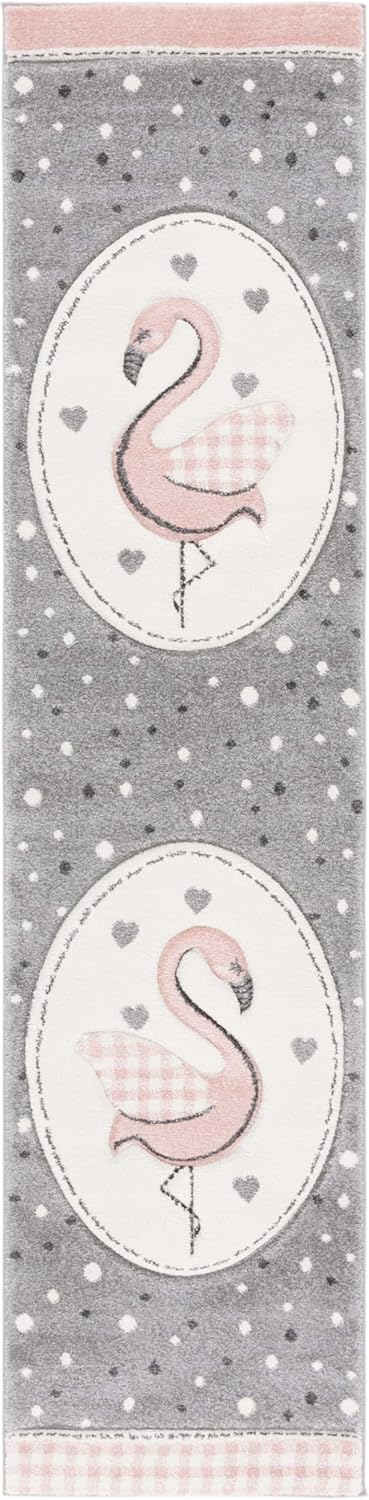 SAFAVIEH Carousel Kids Collection Runner Rug - 2' x 8', Pink & Ivory, Geometric Design, Ideal for High Traffic areas in Entryway, Kitchen & Bathroom (CRK154P-28)