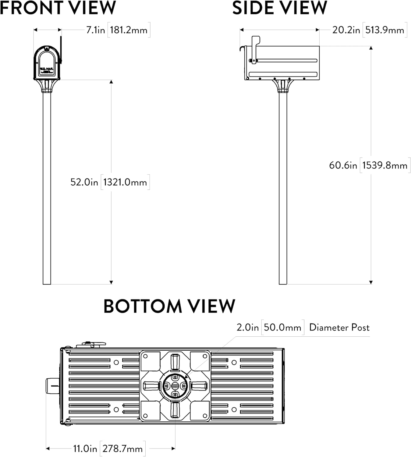 Architectural Mailboxes 7680B-10 MB1 Mount Mailbox and In-Ground Post Kit, Medium, Bl