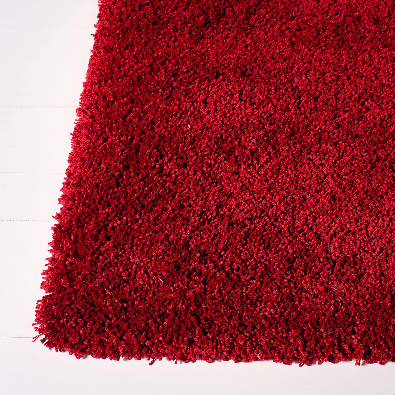 SAFAVIEH Milan Shag Collection 9' Square Red SG180 Solid Non-Shedding Living Room Bedroom 2-inch Thick Area Rug