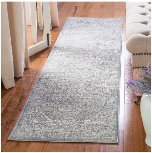 Safavieh Brentwood Collection Runner Rug - 2' x 12', Light Grey & Ivory, Medallion Distressed Design, Non-Shedding & Easy Care, Ideal for High Traffic Areas in Living Room, Bedroom (BNT832F)
