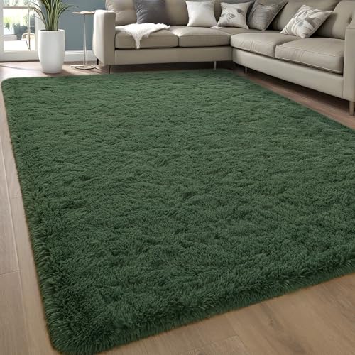 Soft Wine Red Rugs for Bedroom, 6x9 Feet Fluffy Carpets, Indoor Modern Plush Area Rugs for Living Room Kids Girls Room, Non-Slip Shag Rug for Nursery Home Decor, Wine Red