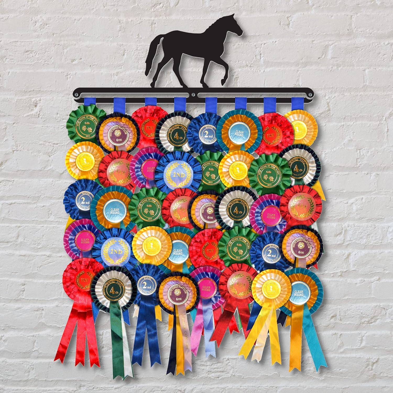 Rosette/Award Ribbon | 'Equestrian' Horse Display Hanger Holder | Black Finish | Steel