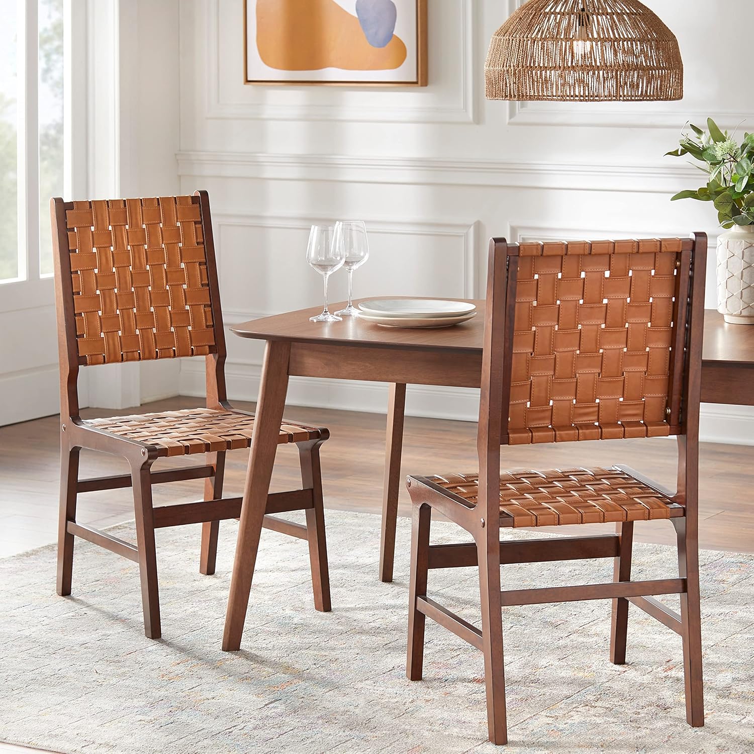 Brady Solid Wood Woven Dining Chair (Set of 2) White