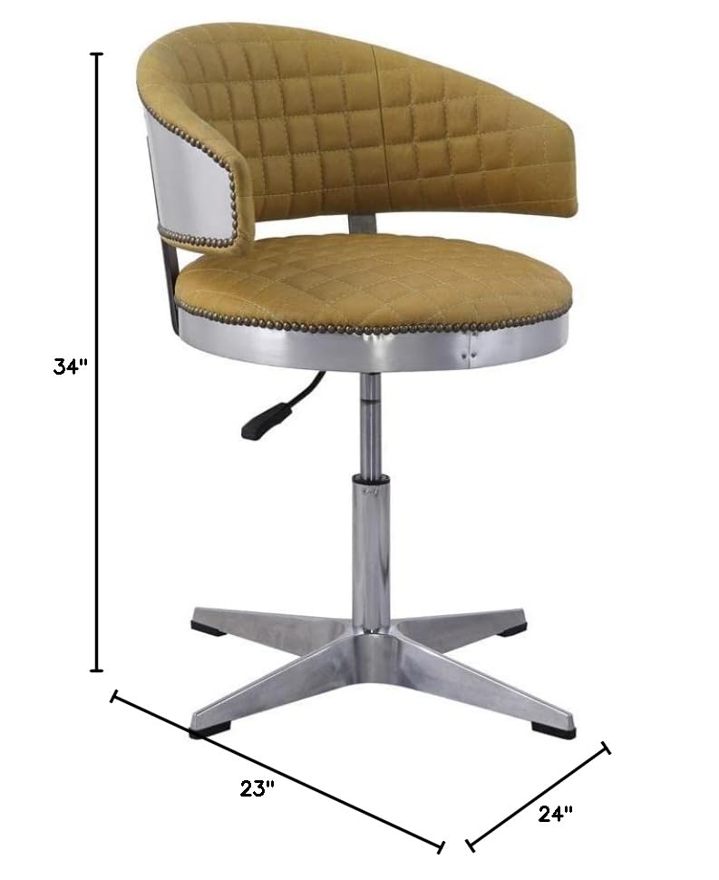 Acme Brancaster Adjustable Chair in Turmeric Top Grain Leather and Chrome