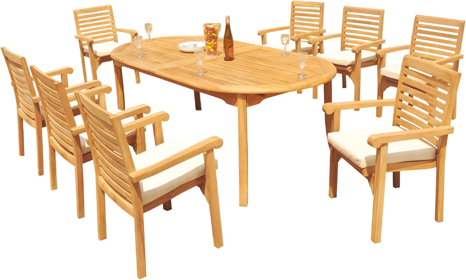 Grade-A Teak Wood 8 Seater 9 Pc Dining Set: 118