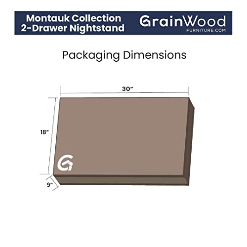 Montauk 2-Drawer Bedside Nightstand, Solid Wood with Rustic Off-White Finish