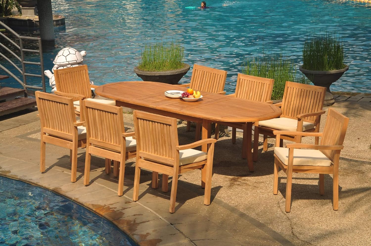 Grade-A Teak Wood 8 Seater 9 Pc Dining Set: 94