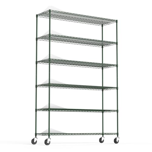 6 Tier NSF Metal Shelf Wire Shelving Unit, 6000lbs Capacity Heavy Duty Adjustable Storage Rack with Wheels & Shelf Liners for Commercial Grade Utility Steel Storage Rack, 82