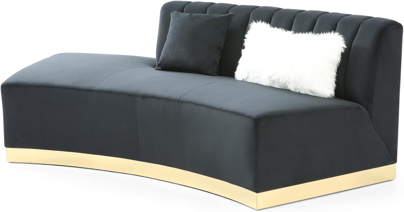 Brentwood Armless Velvet Curved Sofa in Black PF-G0433-SCH