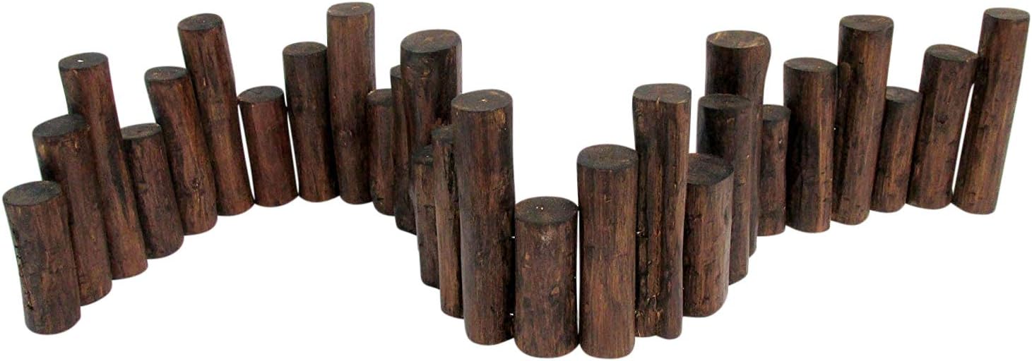 MGP Teak Wood Uneven Top Solid Log Edging, Brown