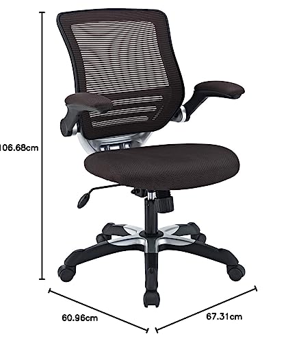 Modway Edge Mesh Back and Mesh Seat Office Chair In Black With Flip-Up Arms in Gray