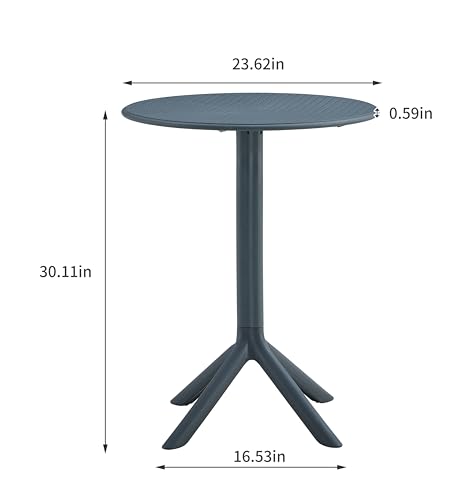 Indoor-Outdoor Bistro Plastic Table Chair Set, Modern Distressed Style Kitchen Dining Chairs Stackable Side Chairs with Back Set of 3 (Charcoal), A-6854195X