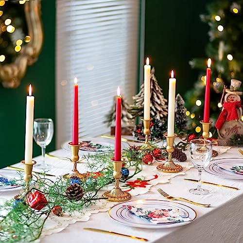 Sziqiqi Gold Candle Holders for Candlesticks - Set of 2 Small Taper Candle Holders for Wedding Centerpiece Candle Stick Stands for Candlelight Dinner Table Christmas Mantel