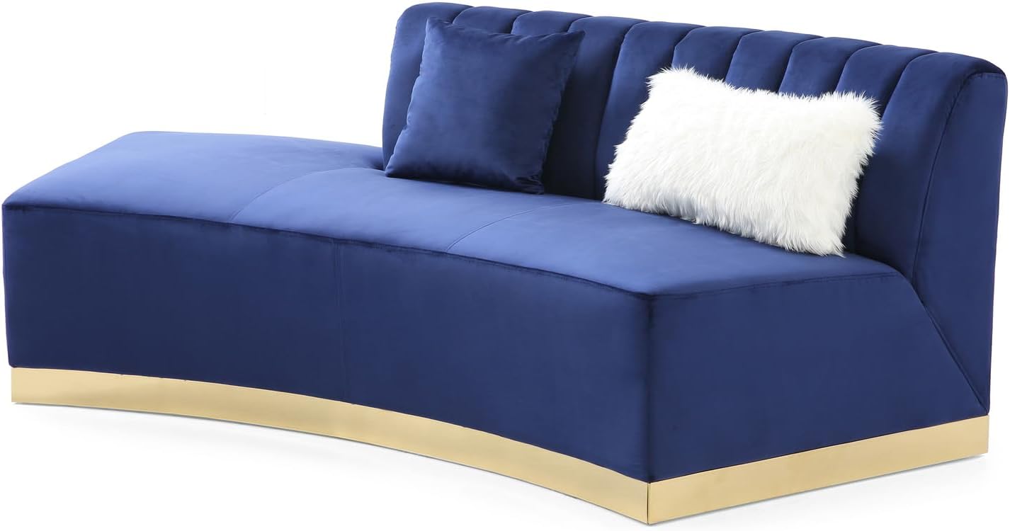 Brentwood Armless Velvet Curved Sofa in Blue PF-G0432-SCH