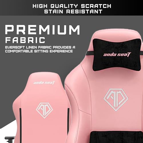 Anda Seat Phantom 3 Fabric Gaming Chairs for Adults - Large Wide Seat Gaming Chair with Lumbar Support, Comfortable Premium Video Gaming Seats with Headrest - Grey Gaming Chair with Cushion