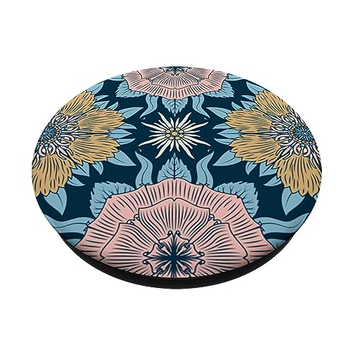 William Morris Inspired Floral Quilt Pattern PopSockets Standard PopGrip