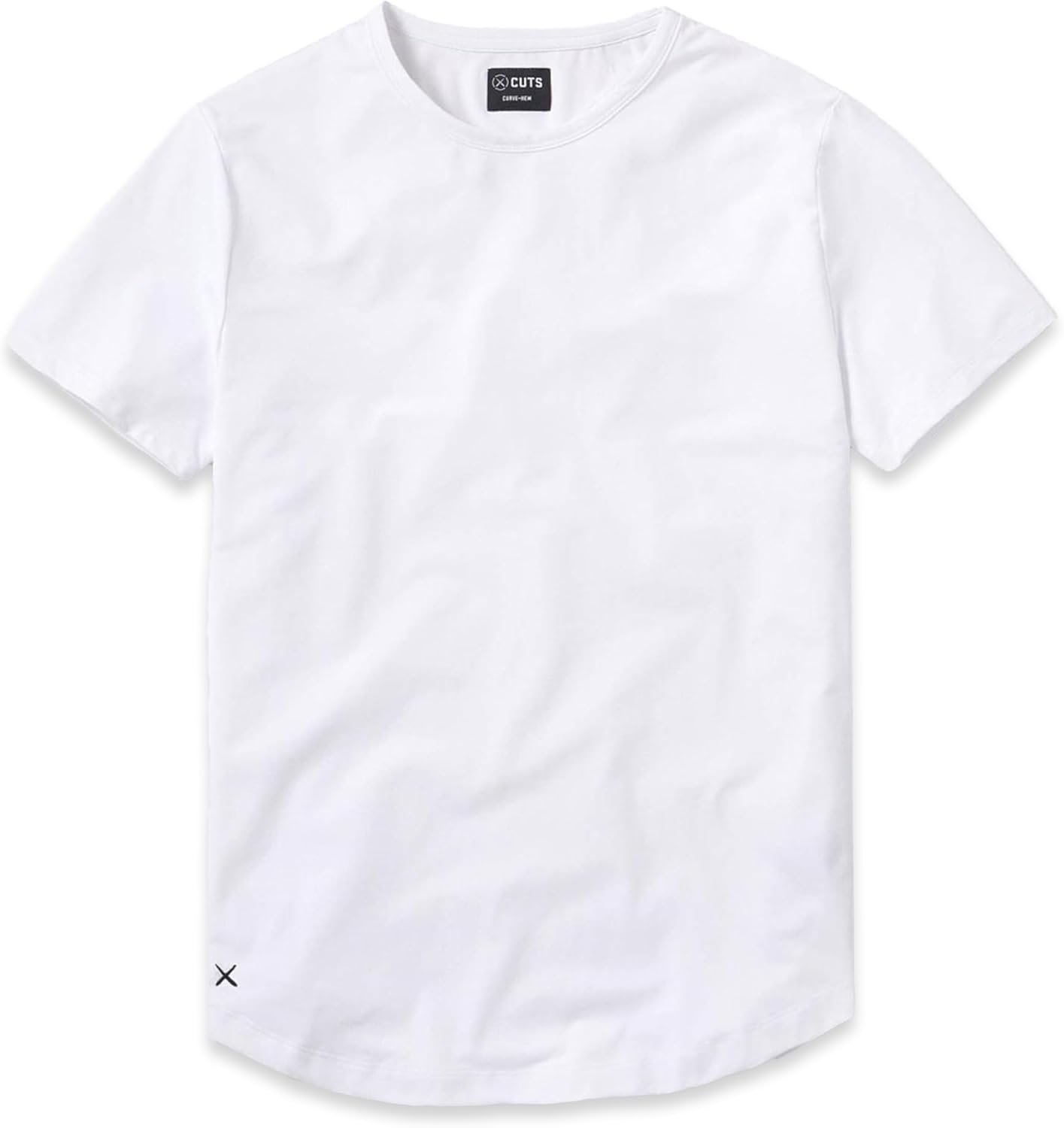 Cuts 4 Pack Men's Crew Neck Curve Hem Short Sleeve T-Shirt, White, Grey, Pacific Blue, Black, Size-Small