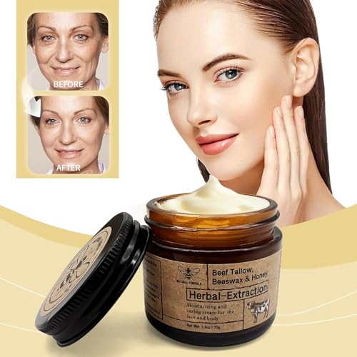 Beef Tallow Balm for Skin Care - Natural Moisturizer for Face & Body-Honey Balm with Vitamins-Whole Body & Face Moisturizer(1PCS)