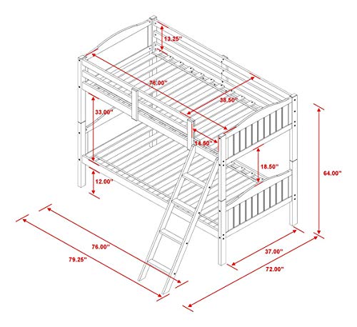 Coaster Furniture Pauline Solid Wood Twin Over Twin Bunk Bed White 405053WHT