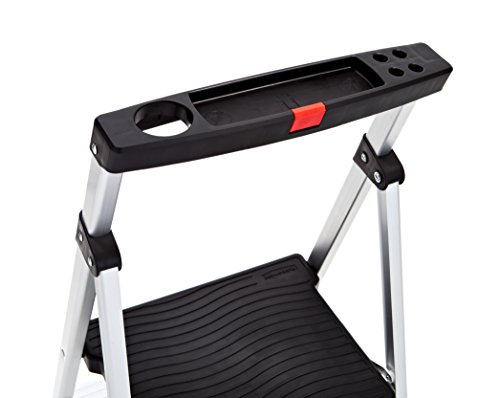 Rubbermaid RM-SLA3-T 3-Step Lightweight Aluminum Folding Step Ladder with Project Tray, 225 lb Capacity, Gray