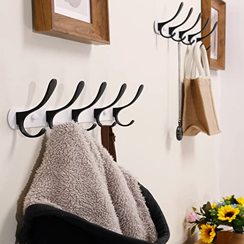 SKOLOO Coat Rack Wall Mount - Modern, Metal Wall Coat Rack with 5 Hooks, Sturdy Wall Hook Rack Rail for Hanging Coat, Jacket, Clothes, Hat, Matte Black