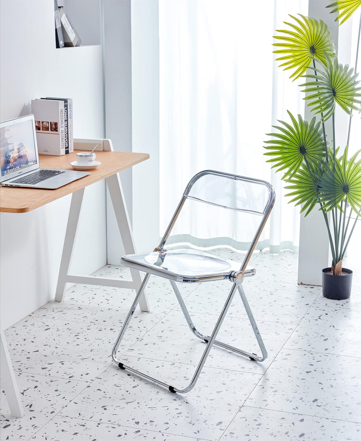 Clear Transparent Folding Chair office chair coffee chair meeting room chair Pc Plastic Living Room Seat