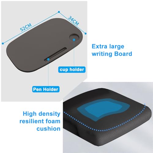 Stackable Conference Room Chairs with Writting Board,Folding Office Chair Foldable Desk Chair Mesh Back and Arms,Meeting Room Chairs Padded Seat Cup Holder(/Grey)