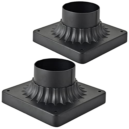 Outdoor Post Light Fixture, Set of 2 Dusk to Dawn Motion Senior Exterior Post Lamp IP65 Waterproof Pole Lantern Lighting Fixtures, Sand Textured Black with Water Ripple Glass,Not Included Base