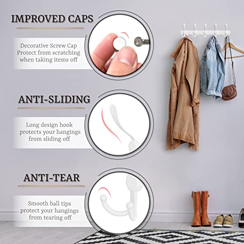 SAYONEYESBlack Coat Rack Wall Mounted - 16 Inch Heavy Duty Stainless Steel Matte Finish Wall Hook Rack - 5 Double Coat Hooks for Hanging Towels, Bags, Hat - Bathroom Entryway - 1 Pack