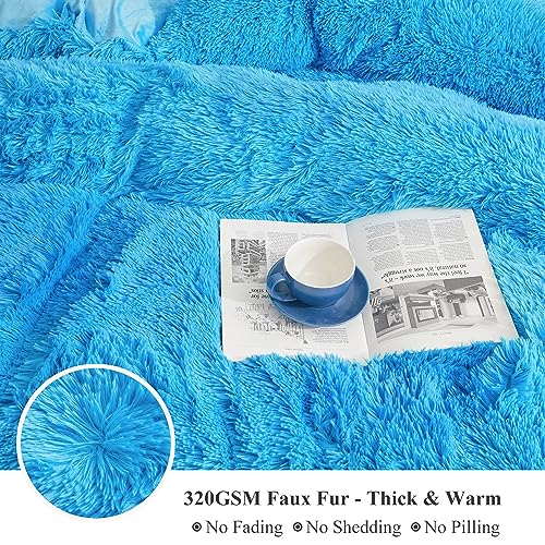 XeGe Plush Shaggy Duvet Cover Luxury Ultra Soft Crystal Velvet Bedding 1PC(1 Faux Fur Duvet Cover),Zipper Closure (Queen, Dark Gray)