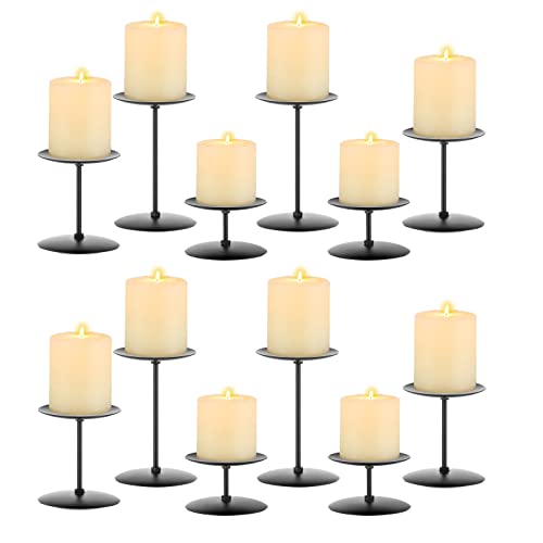 Pillar Candle Holders Candle Plates - Set of 24 Candelabra Candle Stand Iron Plate Minimalism Modern Home Mantel Dinning Table Christmas Decorations Centerpiece for Wedding, Party, Events, Gold
