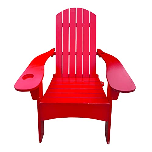 Adirondack Chair Outdoor Solid Wood All-Weather Patio Chairs Weather Resistant Adirondack Chair with Cup Holder Lawn Chairs Outdoor Chairs Ergonomic,for Garden Deck Backyard Fire Pit (Black)