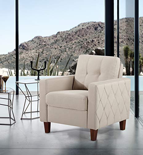 Rossetti Modern Tufted Sofa, Loveseat and Accent Armchair Sets, Mid Century Upholstered Couches with Removable Seat and Back Cushion in Beige/Tan, 3 Piece