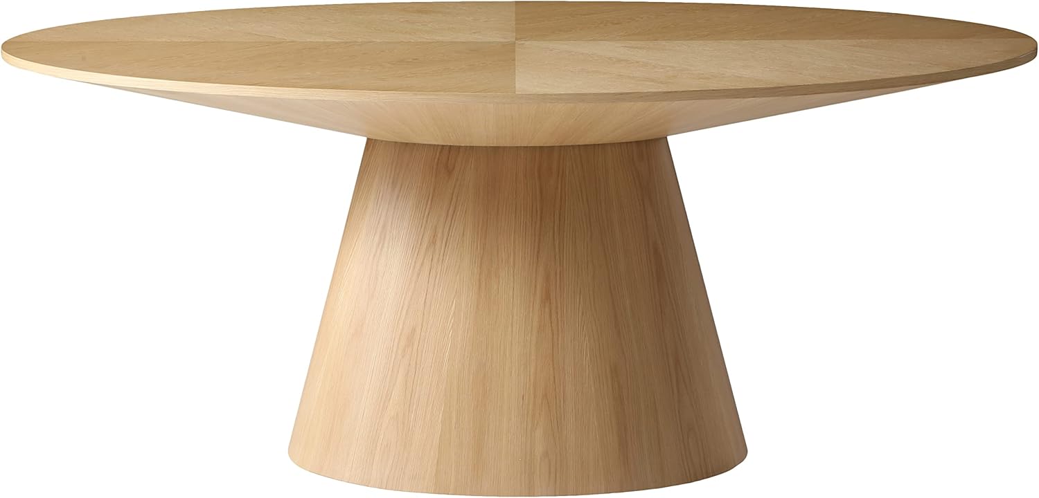 Meridian Furniture Gavin Collection Mid Century Oval White Oak Wood Dining Table, 72