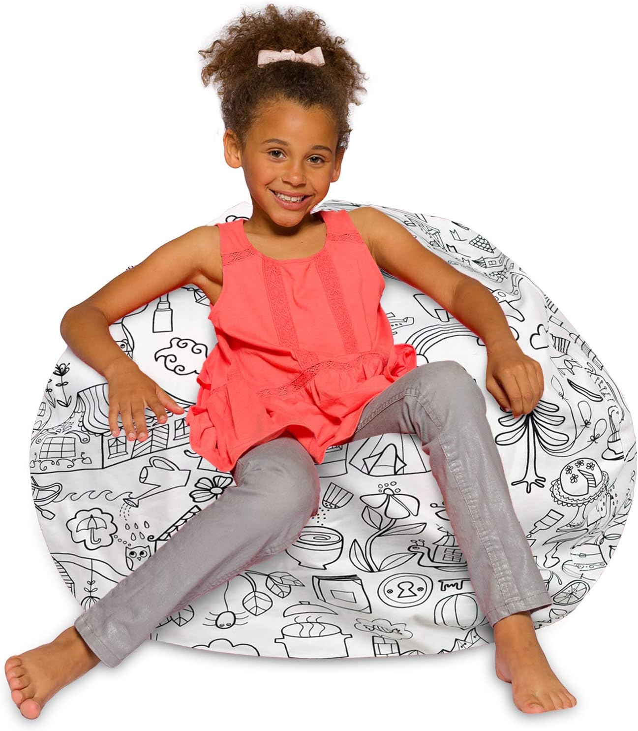Posh Creations Bean Bag Chair for Kids, Teens, and Adults Includes Removable and Machine Washable Cover, 38in - Large, Canvas Coloring Fabric - Fun World