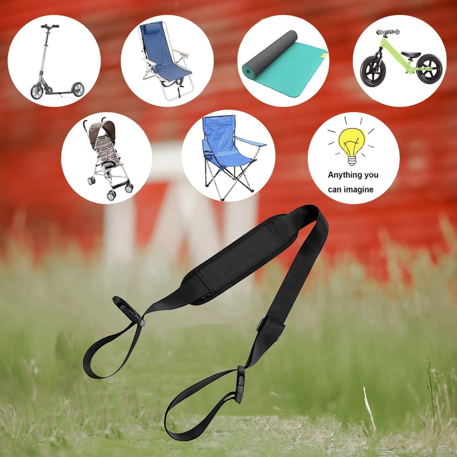 2 Pack Carry Strap for Beach Chair Folding Chair, Adjustable Camp Chair Replacement Universal Folding Chair Carry Strap for Beaches Camping Backpacking Picnics Outdoor, Black