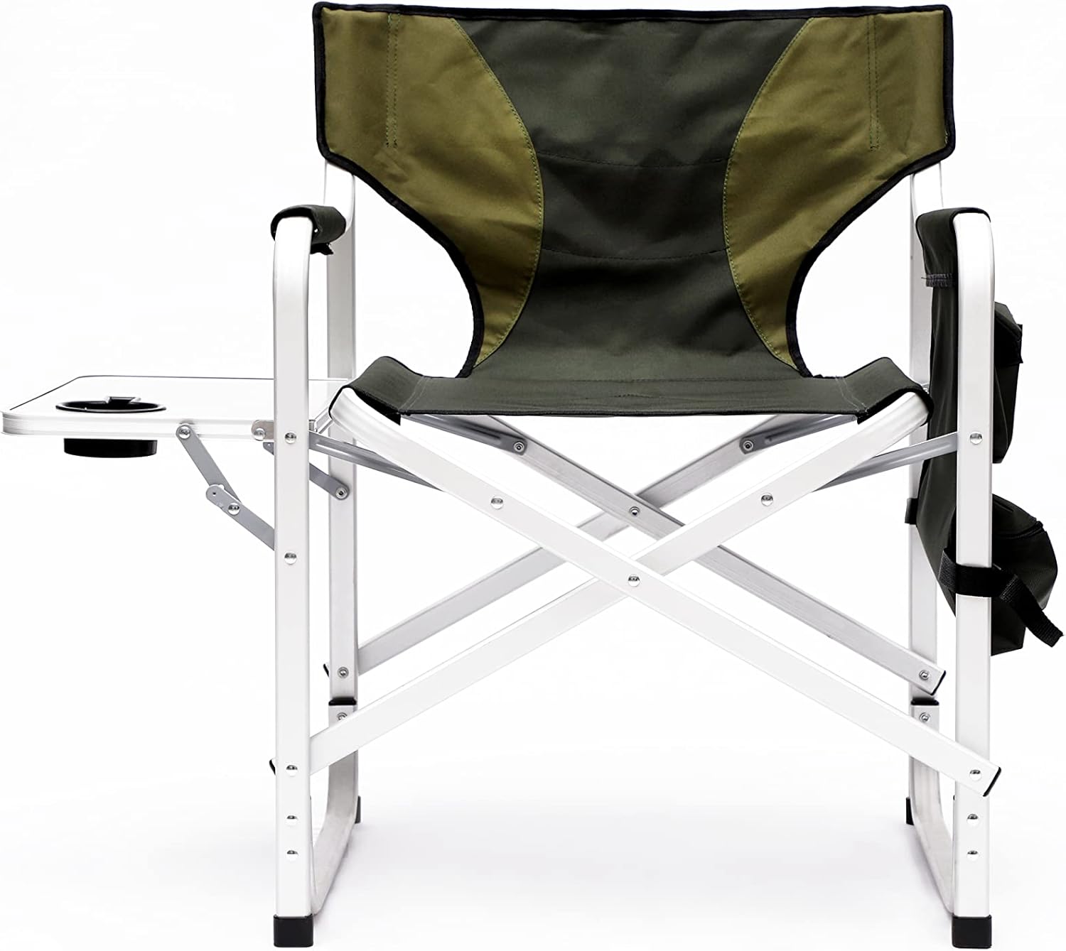 1-Piece Padded Folding Outdoor Chair with Side Table and Storage Pockets,Lightweight Oversized Directors Chair for Indoor, Outdoor Camping, Picnics and Fishing,Green