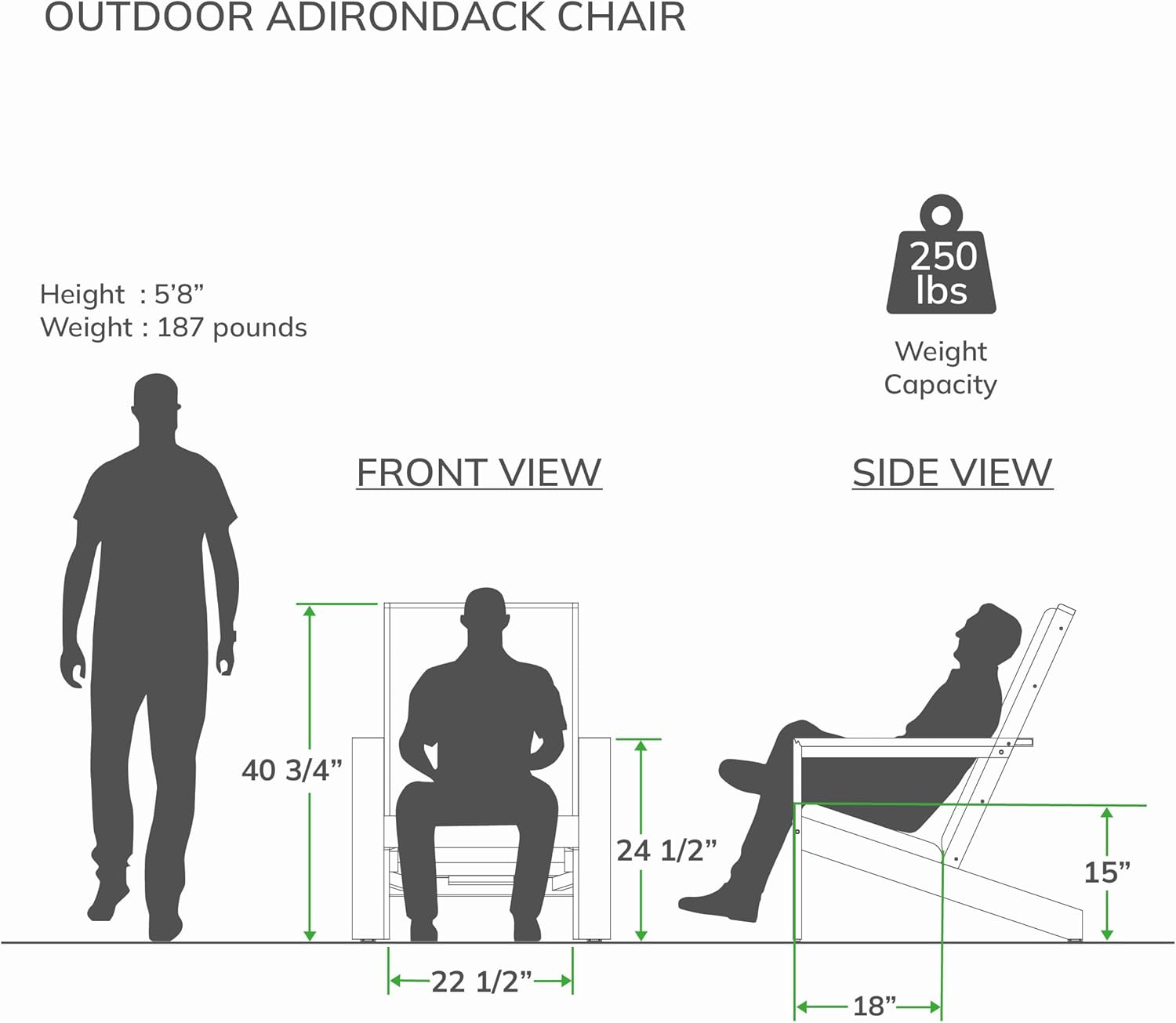 Cambridge Casual Napa Wood Outdoor Adirondack Chair, Natural Teak/Textiline Tan