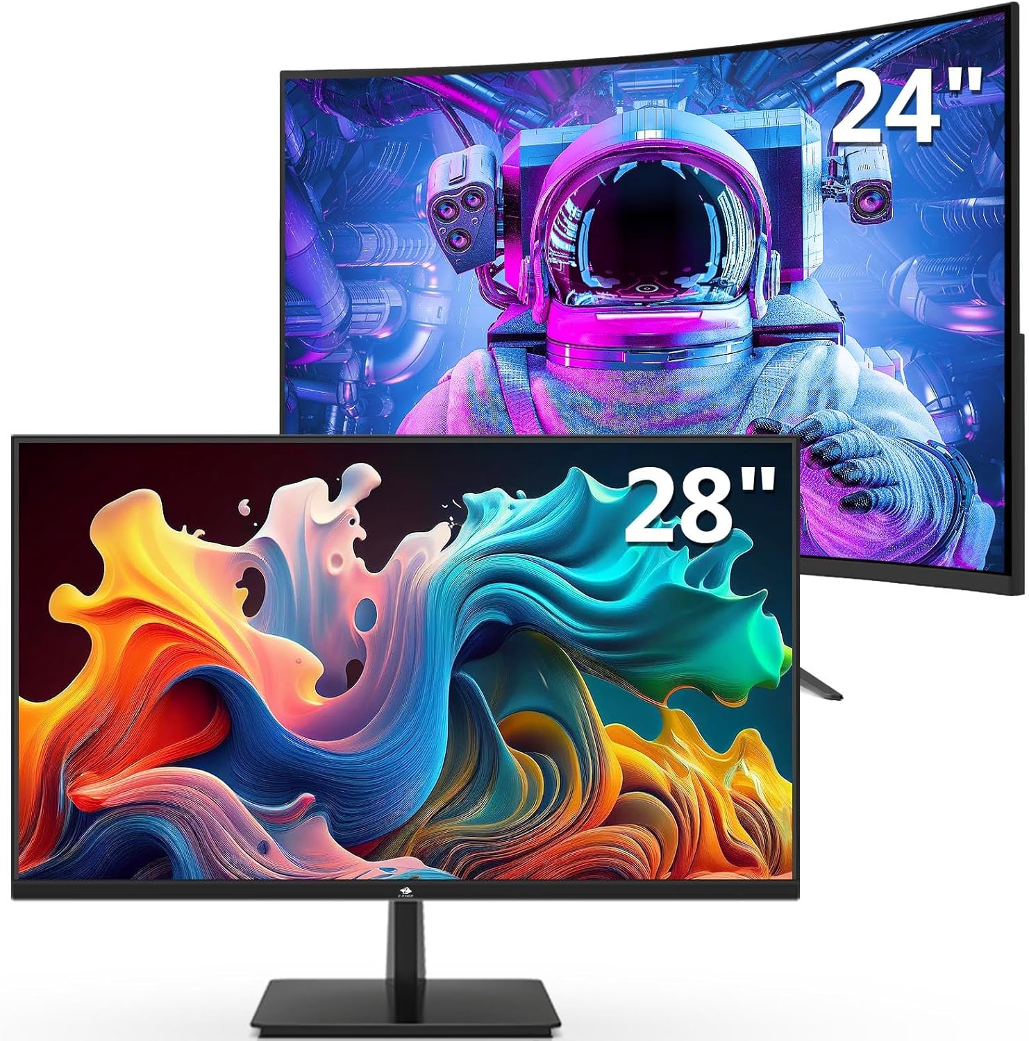 Z-Edge Business Monitor and Gaming Monitor Bundle [24-inch & 28-inch 2 Pack], 1920x1080P+4K Resolution LED Backlight Monitor, with 180Hz(UG24)/75Hz(U28I4K) Refresh Rate, Built-in Speakers, DP+HDMI
